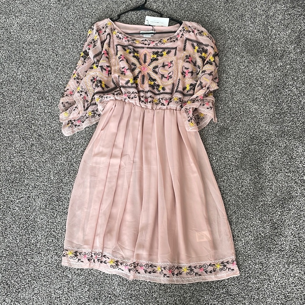 Piper and Scoot Embroidered Pink Dress